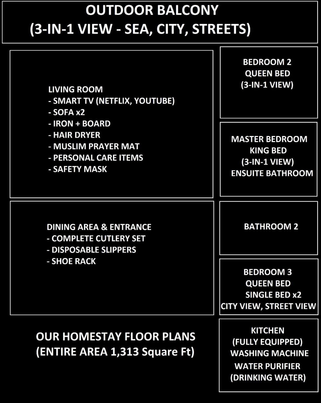 Apartment Mansion One L 10pax 3r2b L Seaview L Gleneagles L